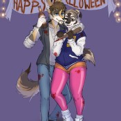 MacCready and Briar at Hancock's Halloween party